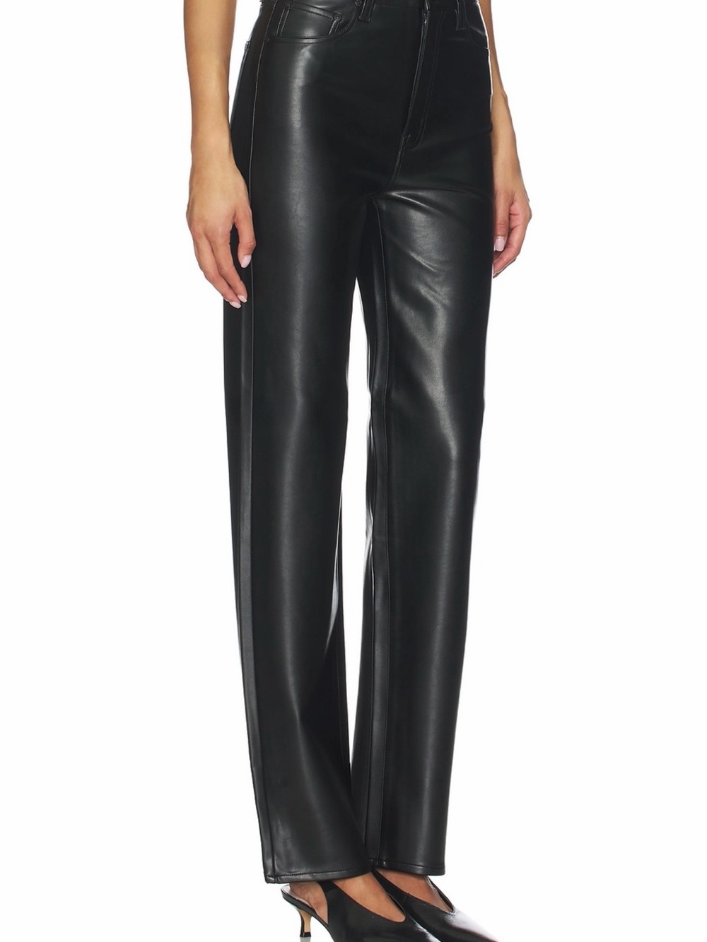 pistola Black Wide-Leg Faux Leather Pants